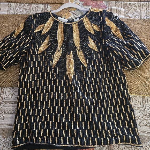 Women's Vintage Sequin Blouse and Skirt Size Medium - Picture 2 of 9